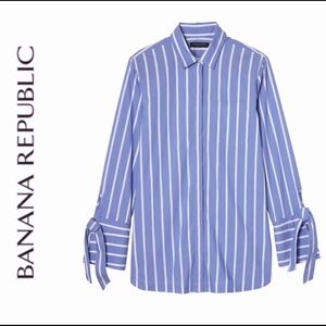 Banana Republic Parker Fit Tie Cuff Striped Shirt